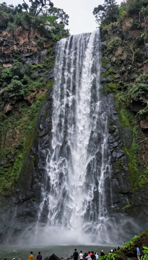 Air Terjun Madakaripura yang menjulang tinggi di wisata Probolinggo
