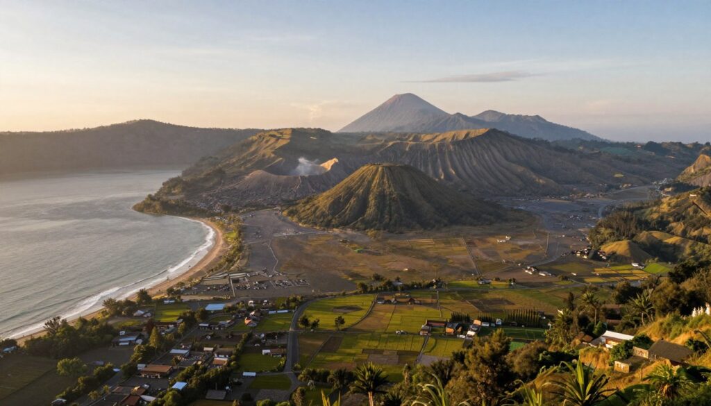 Panorama keindahan alam Probolinggo dengan gunung, laut, dan pedesaan yang menjadi daya tarik pariwisata